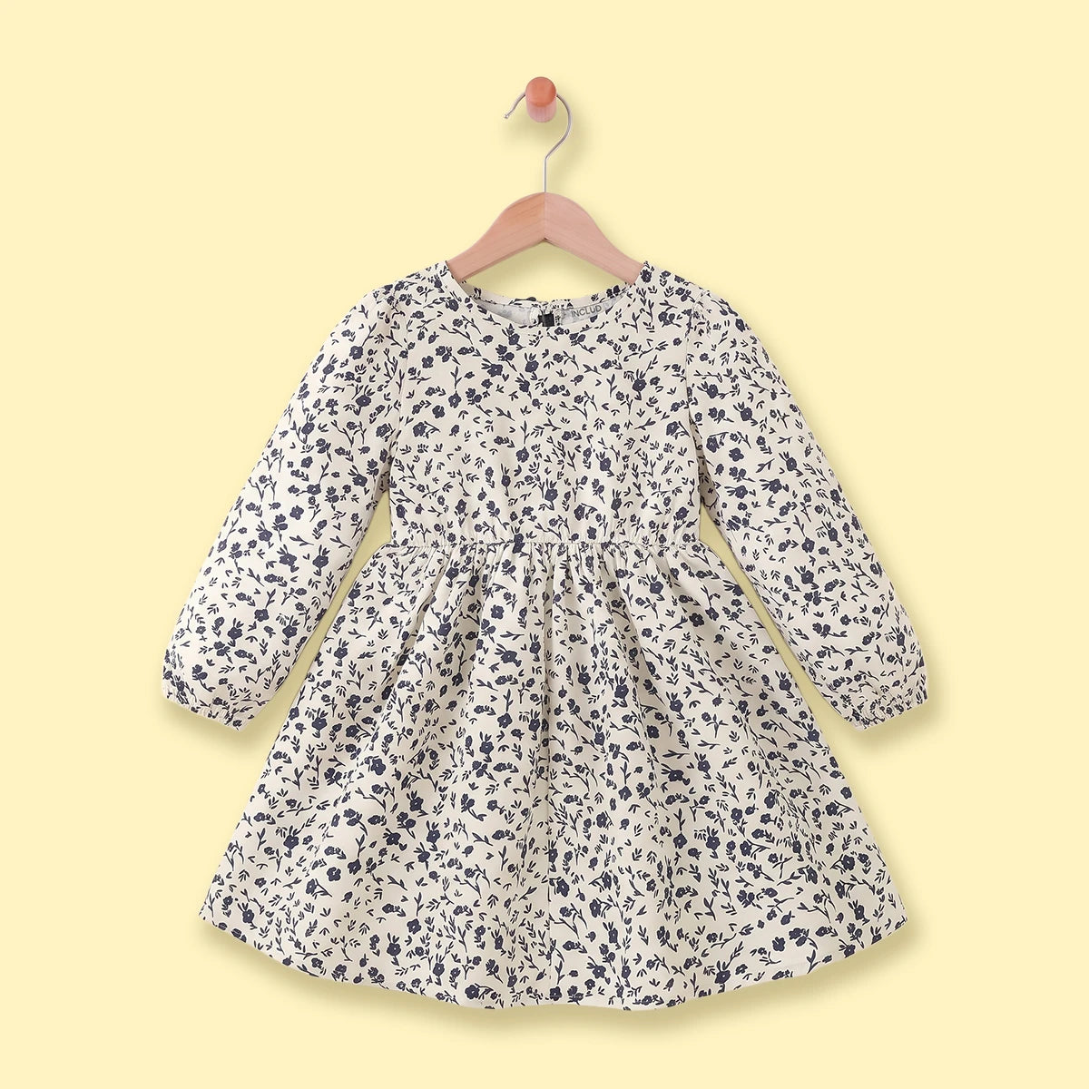 Girls Black Floral Long Sleeve Fit & Flare Dress Casual Dresses Black 3-4 Y