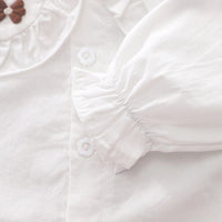 Girls White Peter Pan Collar Top With Denim Dungaree Sets 2 pc. Sets