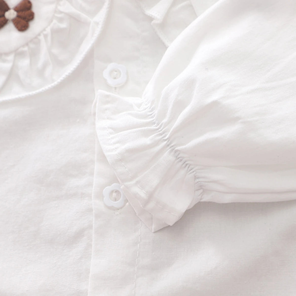 Girls White Peter Pan Collar Top With Denim Dungaree Sets 2 pc. Sets