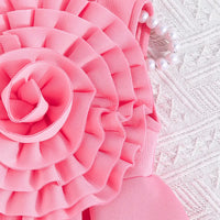 Girls Adorable Pink Sleeveless Dress with 3D Flower Embellishment Casual Dresses