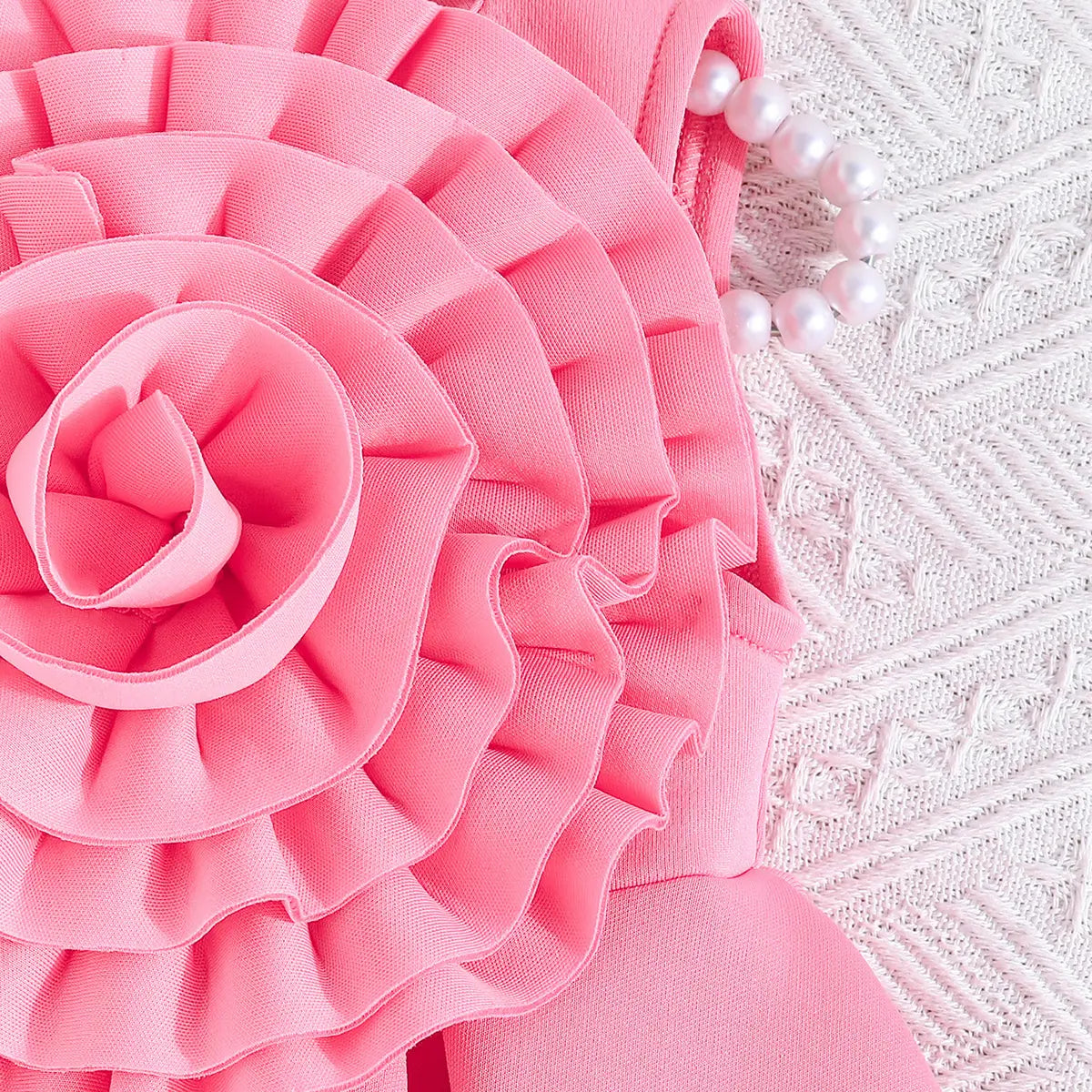 Girls Adorable Pink Sleeveless Dress with 3D Flower Embellishment Casual Dresses