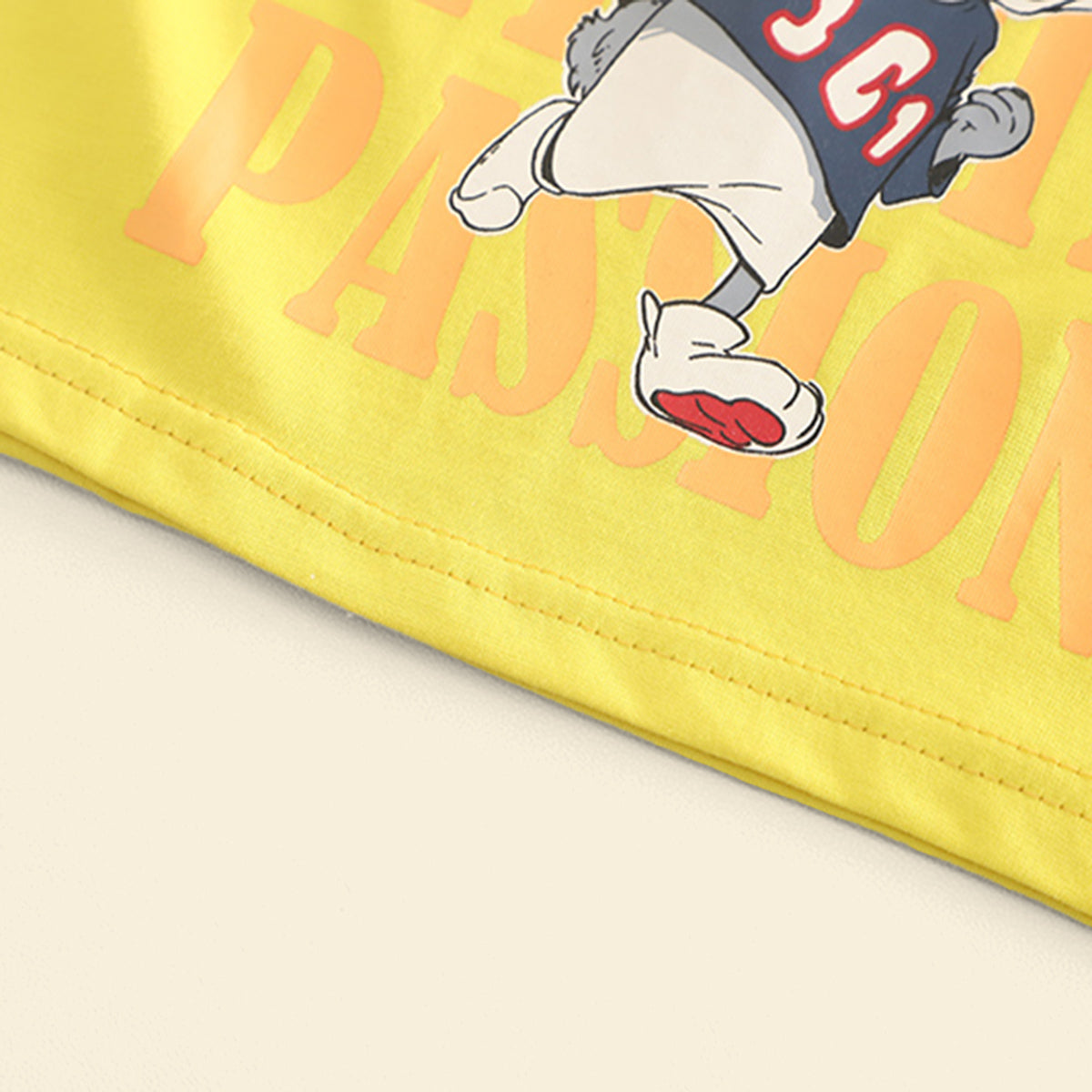Boys Yellow Graphic Extended Shoulder T-Shirt With Shorts Set 2 pc. Sets