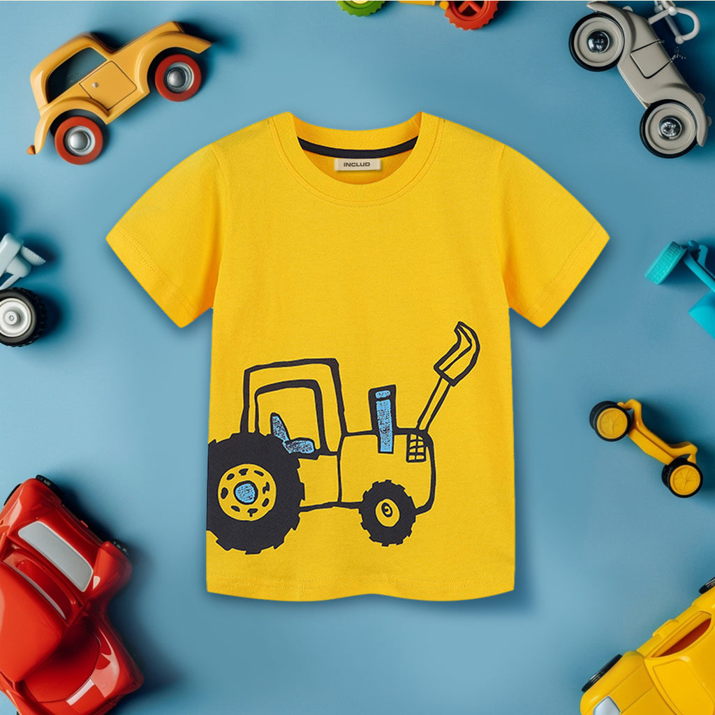 Boys Tractor Print Short Sleeves T-Shirt