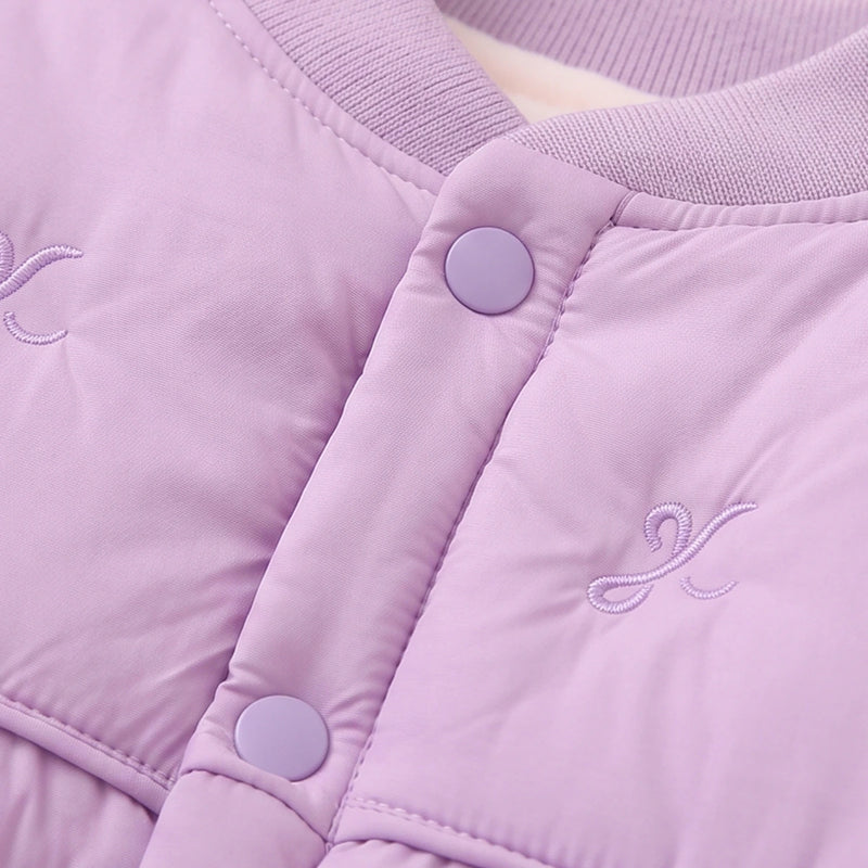 Girls Purple Embroidered Long Sleeve Jacket Coats & Jackets