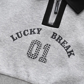 Boys Grey Alphanumeric Printed Polo Sweatshirt With jogger Co-ord Sets Sets