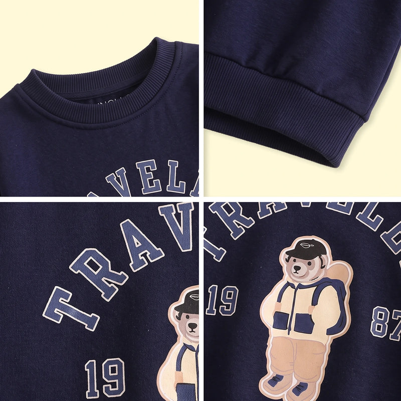 Boys Navy Blue Typographic Long Sleeve Sweatshirt Sweatshirts & Hoodies