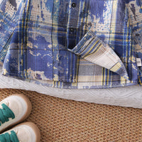 Boys Blue Checked Shirt With T-Shirt & Denim Pants Set Sets