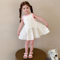 Girls Pink Self-Design Sleeveless A-line Dress Casual Dresses Pink 1-2 Y