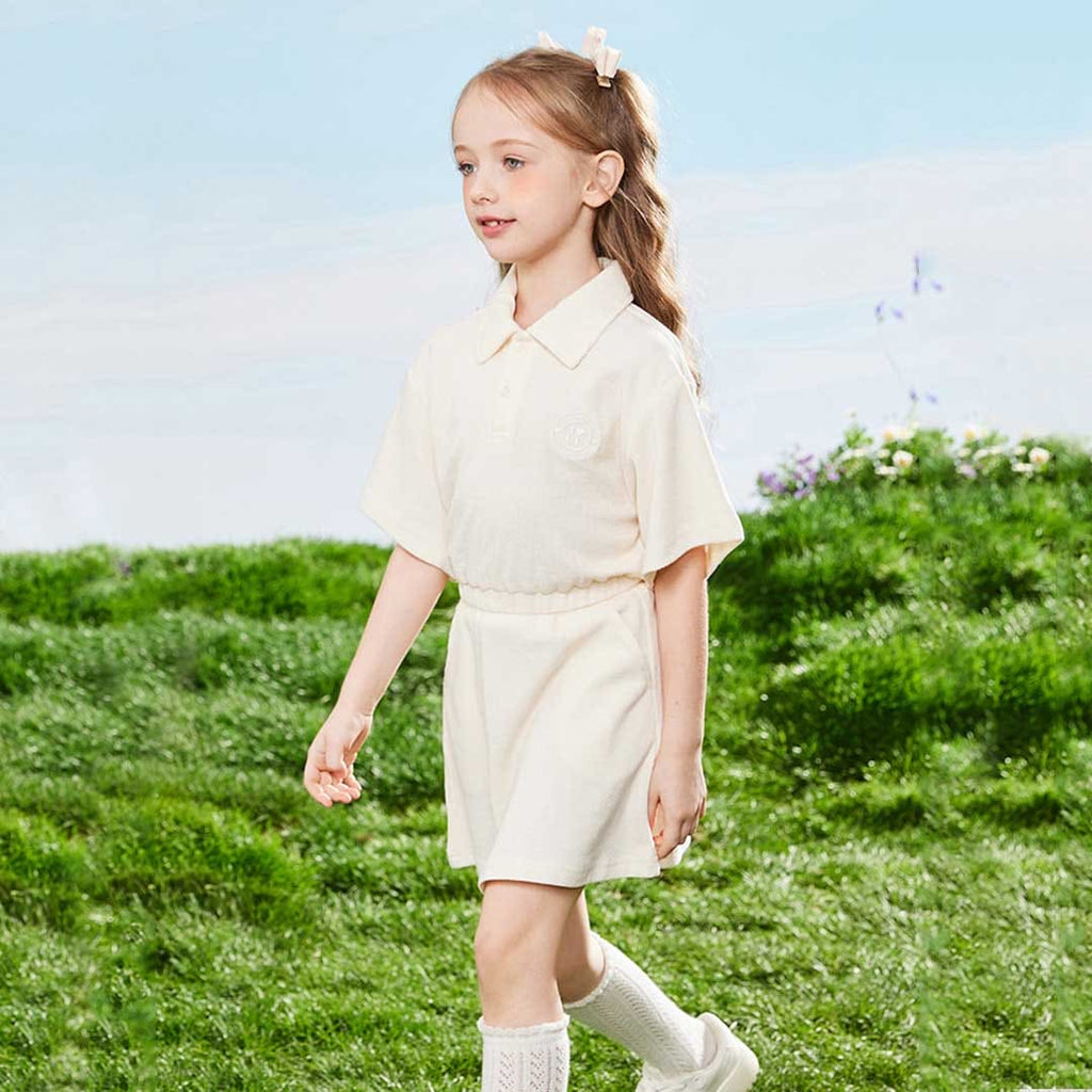 Girls Short Sleeve Polo T-Shirt With Elasticated Skirt Set 2 pc. Sets   