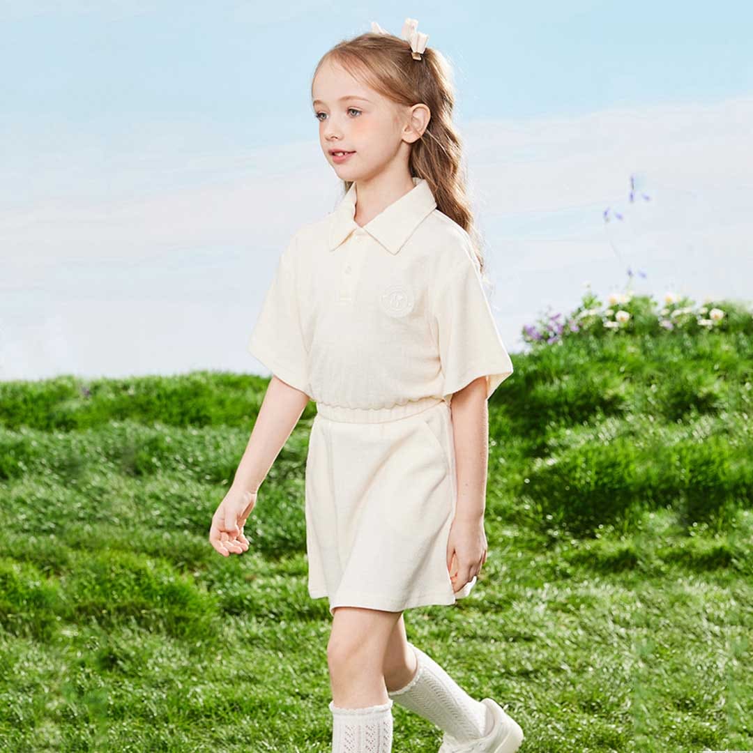 Girls Short Sleeve Polo T-Shirt With Elasticated Skirt Set 2 pc. Sets   