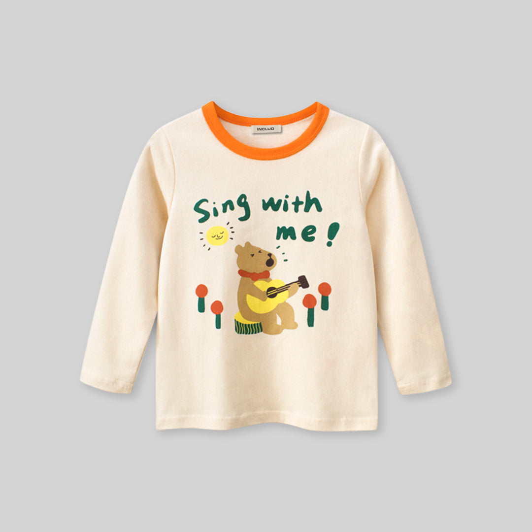 Girls Printed Full Sleeves T-shirt Tshirts Off White 1-2 Y 