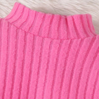 Girls Pink Checked Shacket With T-Shirt & Flared Pants Sets Sets