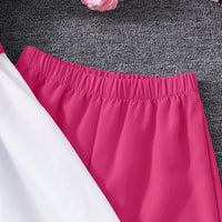 Girls White Floral Applique Puff Sleeves Peplum Top With Pants Set Sets