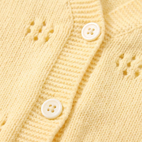 Girls Yellow Floral Long Sleeve Cardigan Sweaters & Cardigans