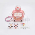 Kids Blush Pink Bear Cartoon Straw Water Bottle Trending Accessories Pink Onesize