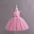 Girls Pink Pearl-Embellished Flutter Sleeve Party Wear Dress Party Dresses Pink 1-2 Y
