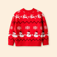 Girls Red Sweater With Self-Design Christmas Themed Patterns Sweaters & Cardigans