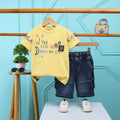Boys Yellow Printed Short Sleeve T-Shirt With Denim Shorts Sets 2 pc. Sets Yellow 1-2 Y