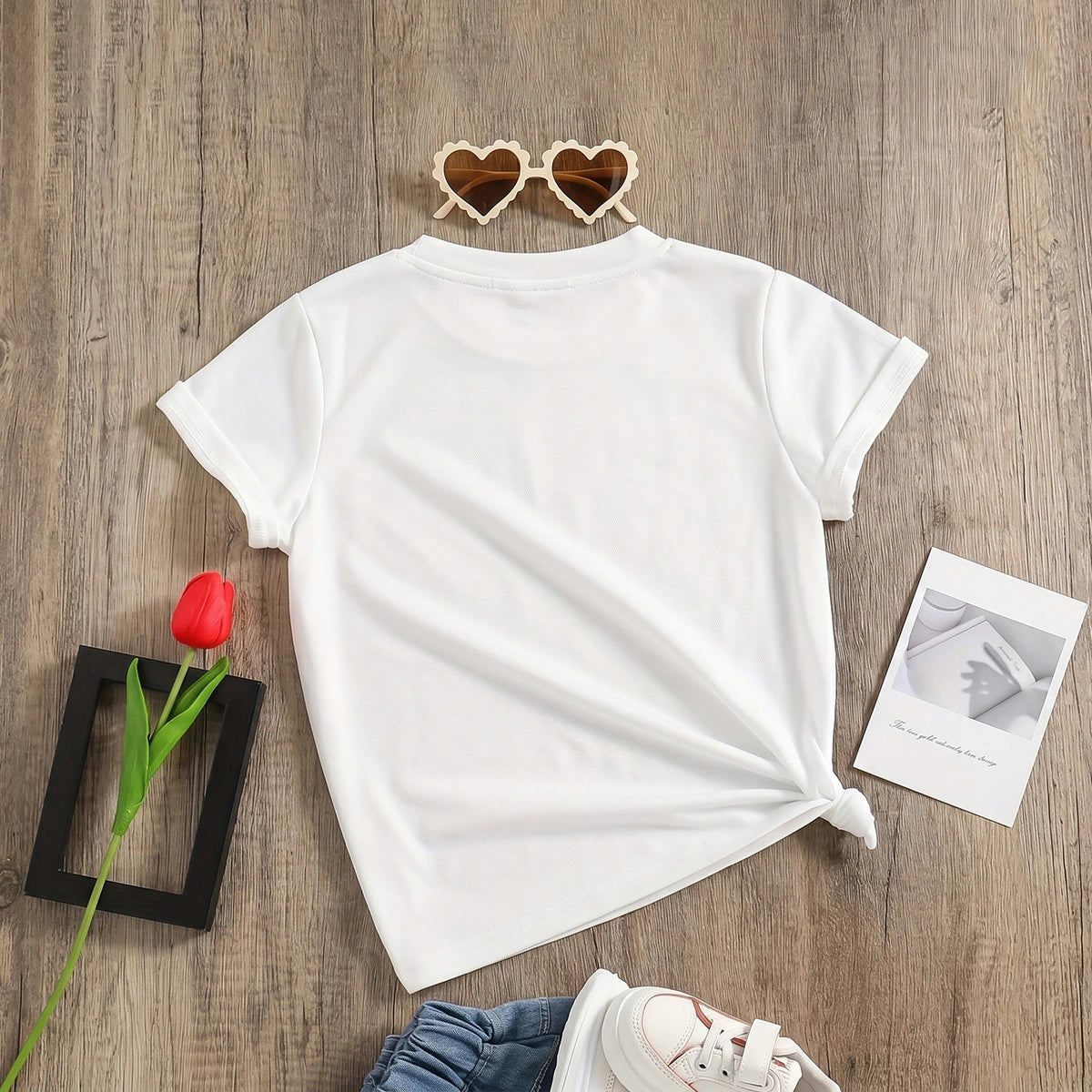 Girls White Astronaut Graphic Print Short Sleeve T-Shirt Tshirts