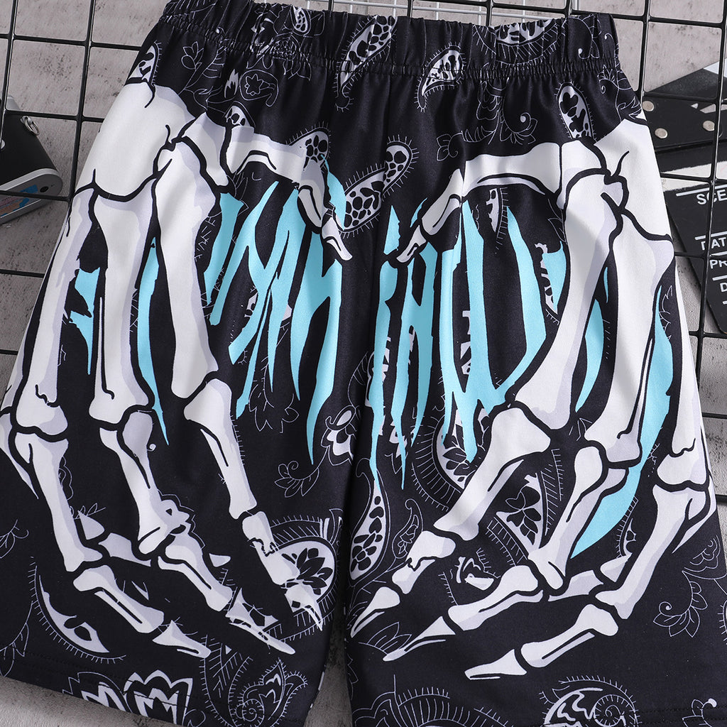 Boys Black Halloween Printed Elasticated Shorts Shorts