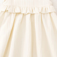 Girls Off White Self Stripes Sleeveless Fit & Flare Dress Casual Dresses