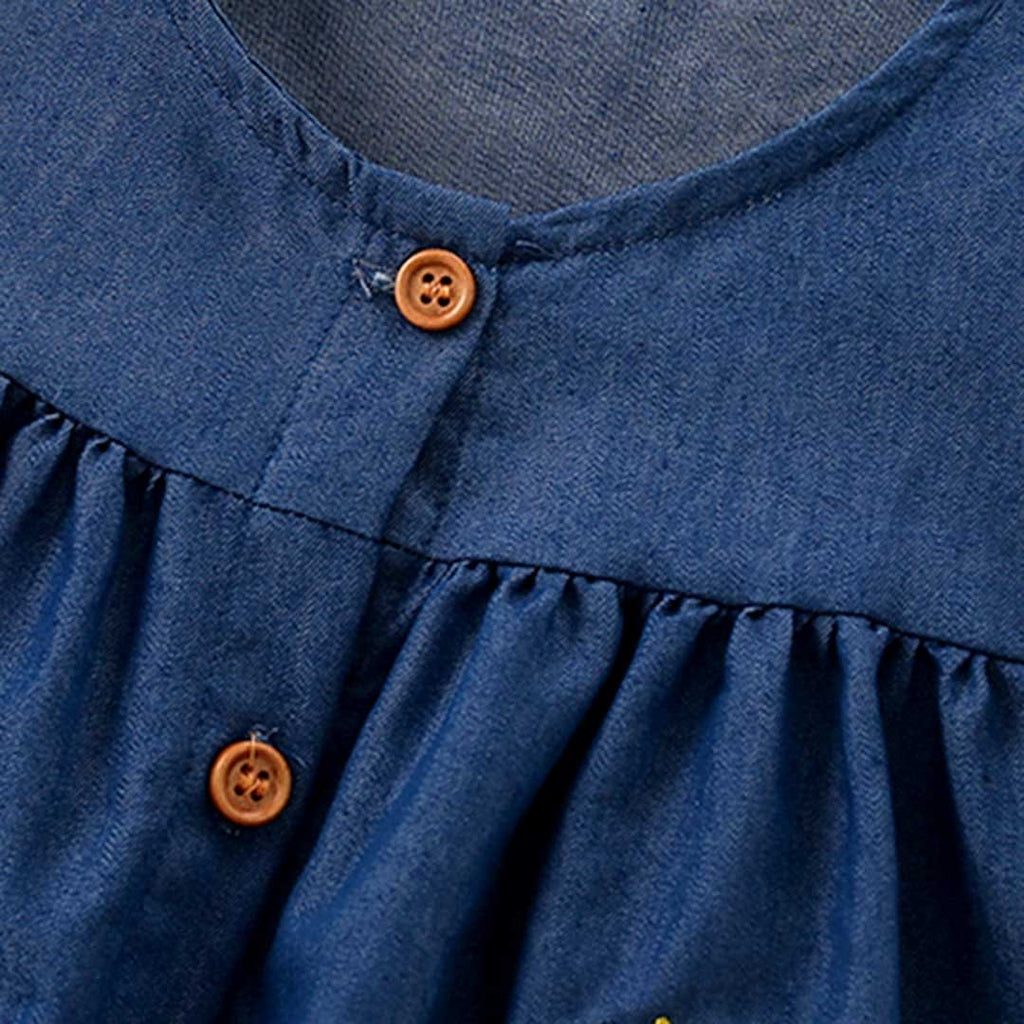 Girls Embroidery Applique Empire Line Dress Casual Dresses   