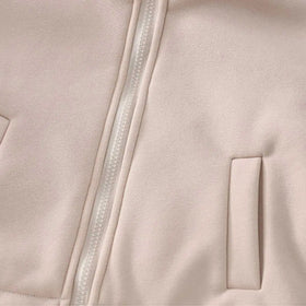 Boys Beige Long Sleeve Fleece Jacket With Quilted Vest & Jogger Sets Sets