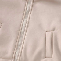 Boys Beige Long Sleeve Fleece Jacket With Quilted Vest & Jogger Sets Sets