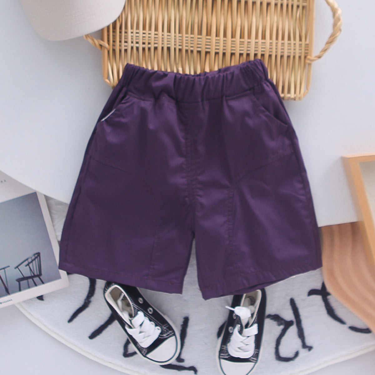 Boys Robot Printed T-Shirt With Purple Shorts Set 2 pc. Sets