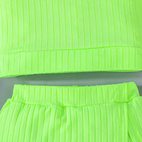 Girls Neon Green Sleeveless Top With Skorts Set 2 pc. Sets
