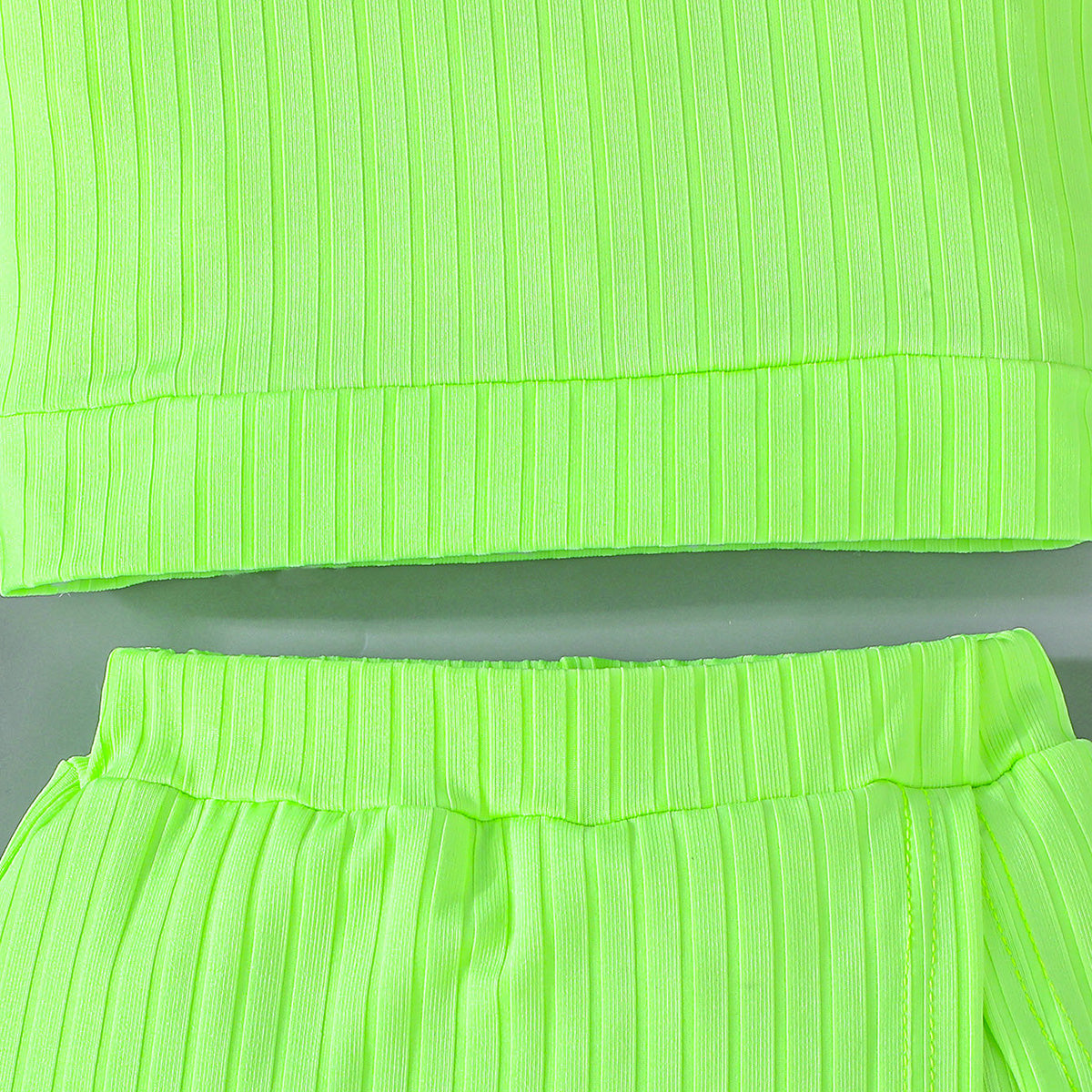 Girls Neon Green Sleeveless Top With Skorts Set 2 pc. Sets