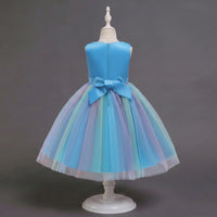 Girls Blue Sequin Embellished Fit & Flare Party Wear Dress With Flower Applique Party Dresses