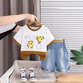 Boys White Graphic Printed Short Sleeve T-Shirt With Denim Shorts Sets 2 pc. Sets White 1-2 Y