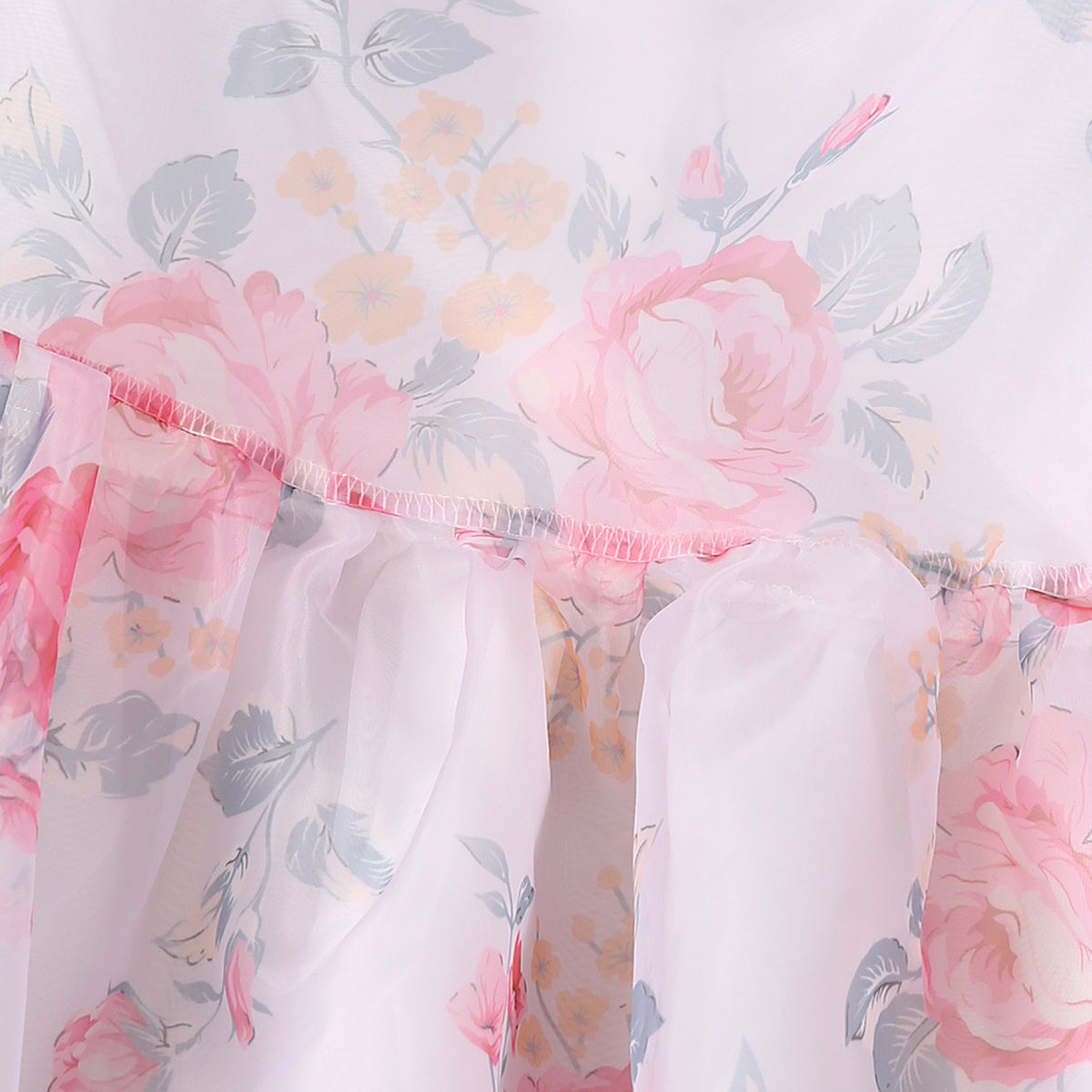 Girls Pink Floral Printed Semi-Casual Dress Casual Dresses
