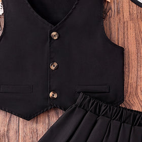 Girls Black Sleeveless Vest With Skirt Sets 2 pc. Sets