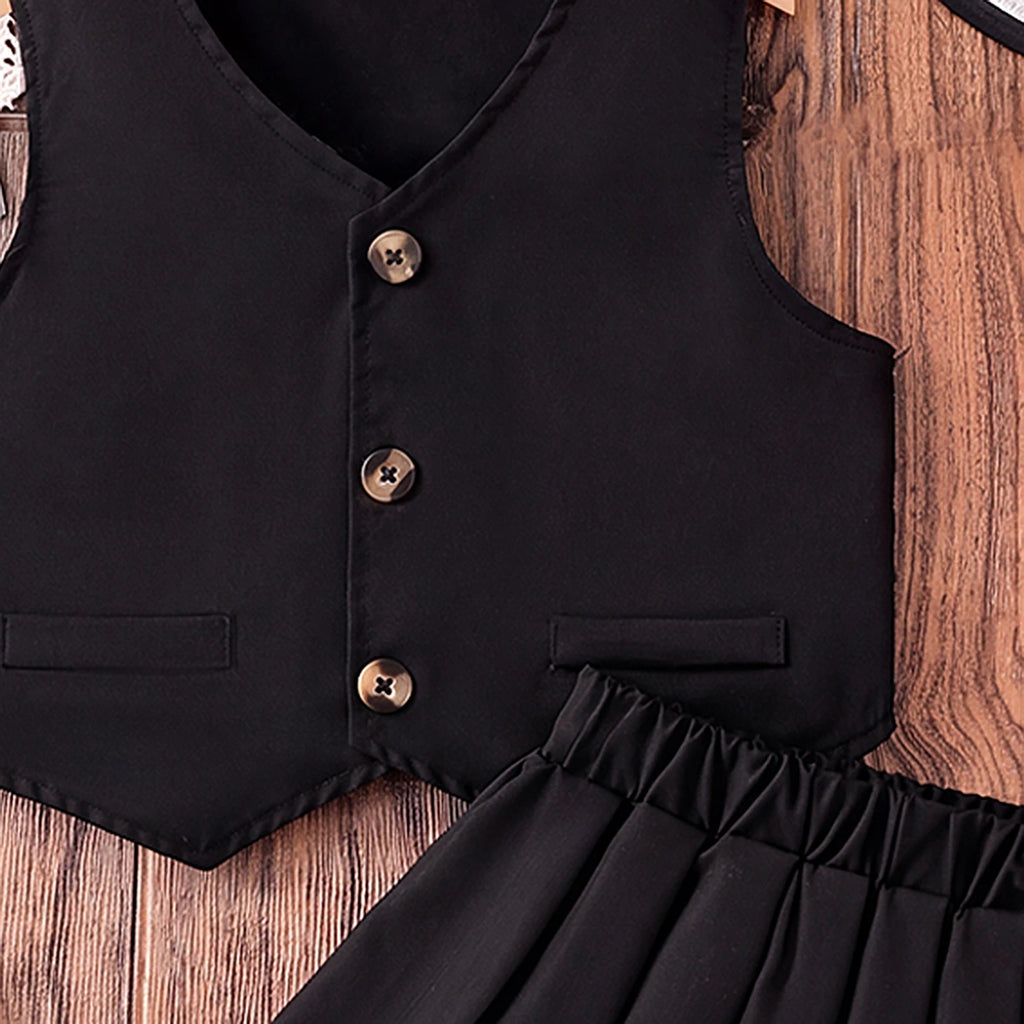 Girls Black Sleeveless Vest With Skirt Sets 2 pc. Sets