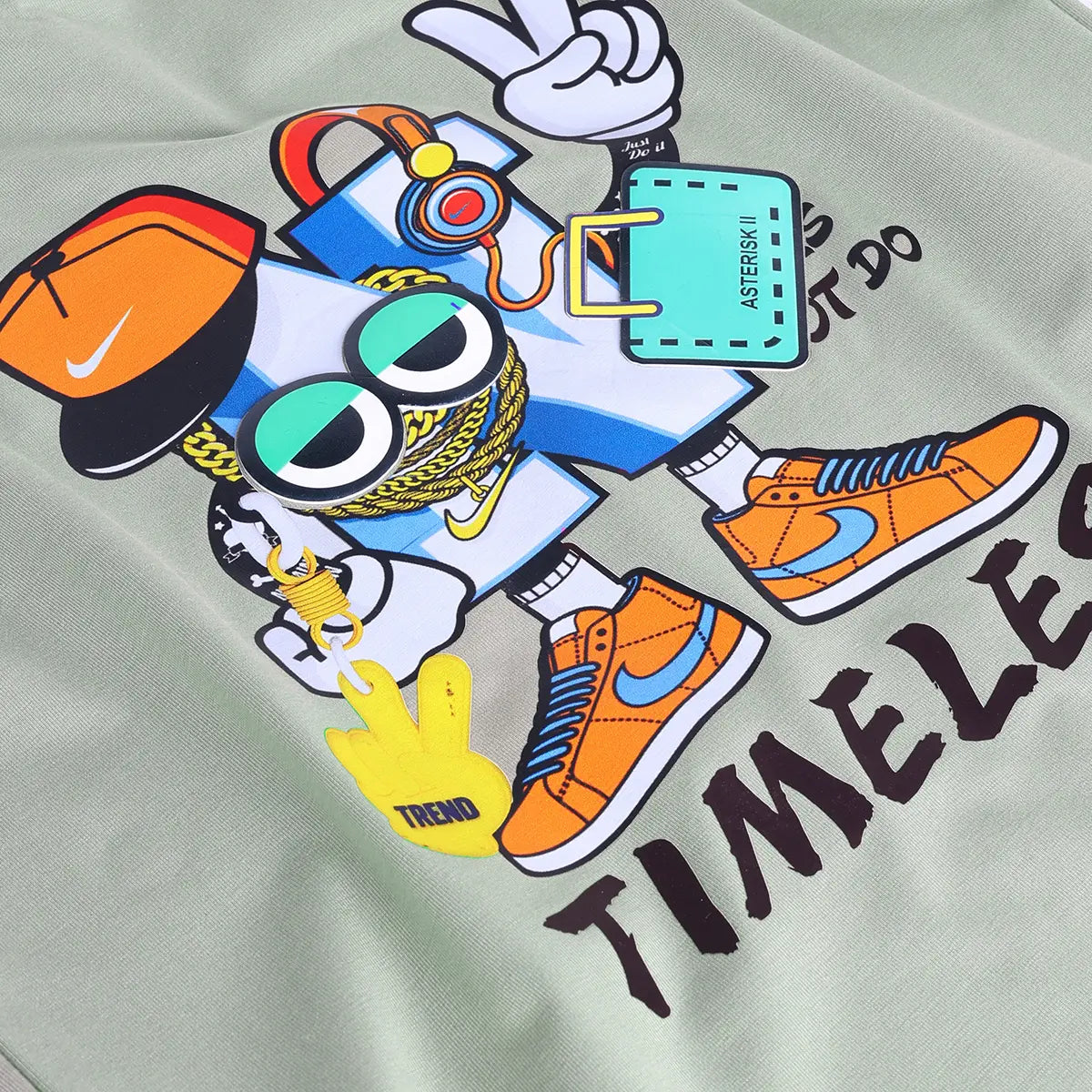 Boys Light Green Graphic Short Sleeve T-Shirt With Elasticated Cargo Shorts Sets Sets