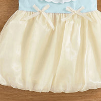 Girls Light Blue Sleeveless Balloon Dress Casual Dresses