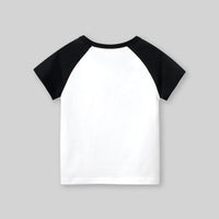 Boys Contrast Raglan Sleeves T-Shirt With Typography Print Tshirts   