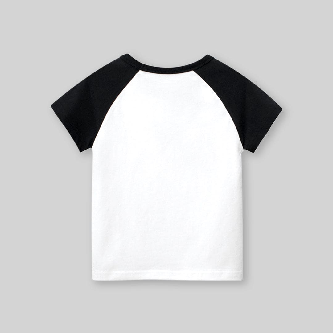 Boys Contrast Raglan Sleeves T-Shirt With Typography Print Tshirts   