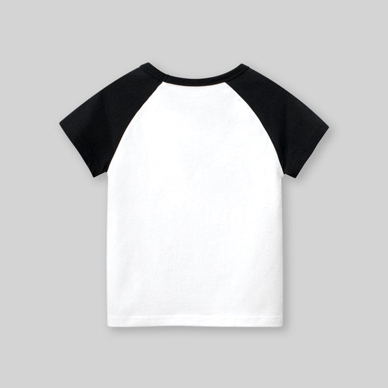 Boys Contrast Raglan Sleeves T-Shirt With Typography Print Tshirts   