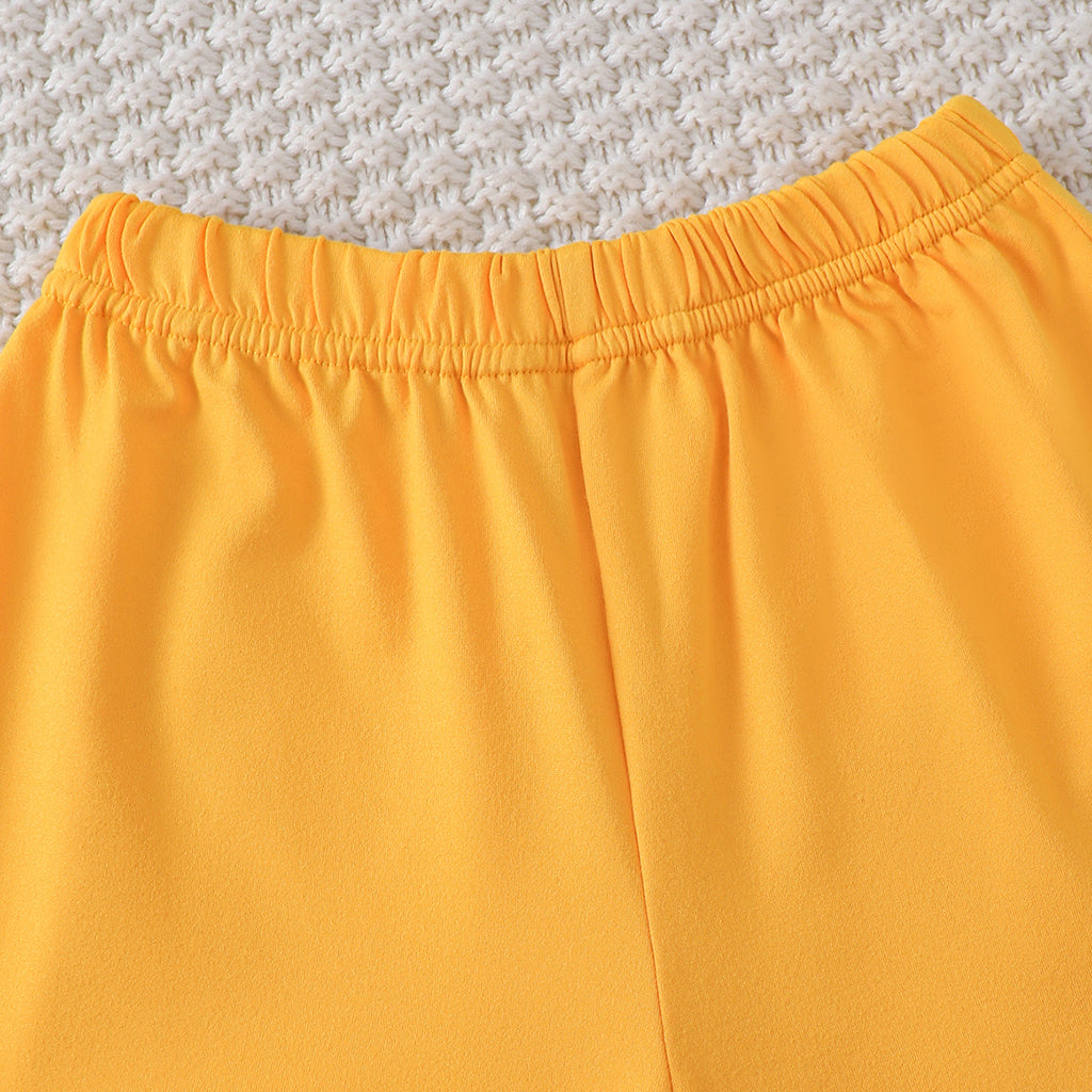 Boys Yellow Alphanumeric Printed Sleeveless T-Shirt With Shorts Summer Co-ord Set 2 pc. Sets