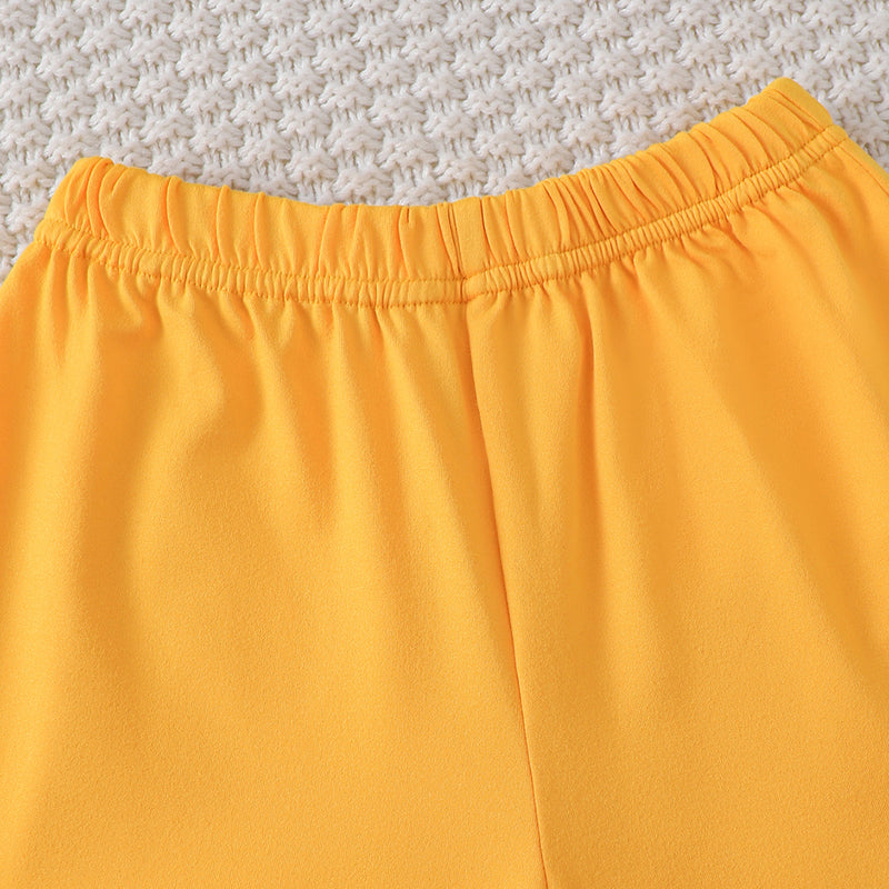 Boys Yellow Alphanumeric Printed Sleeveless T-Shirt With Shorts Summer Co-ord Set 2 pc. Sets