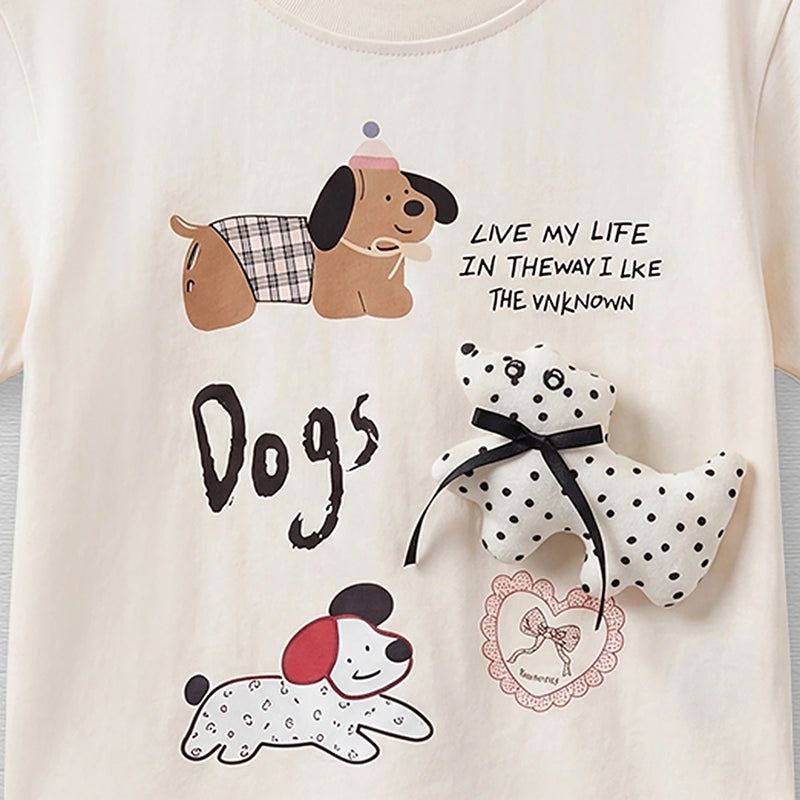 Boys Cream Animal Graphic Short Sleeve T-Shirt Tshirts