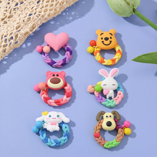 Pack of 6 Pcs Girls Multicolour Cartoon Braided Ponytail Holders Clips Multicolor Onesize