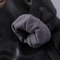 Boys Black Faux Leather Jacket With Striped Hooded Sweatshirt & Jogger Sets Sets