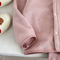 Girls Pink Fleece Jacket With Jogger Co-ord Sets Sets