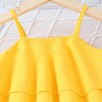 Girls Yellow Sleeveless Ruffled Top With Fruit Print Pants Sets 2 pc. Sets