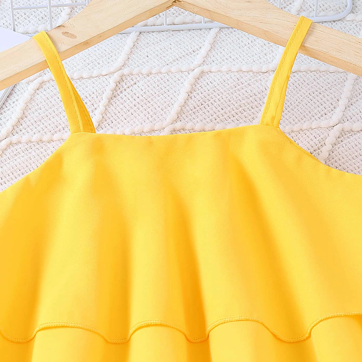 Girls Yellow Sleeveless Ruffled Top With Fruit Print Pants Sets 2 pc. Sets