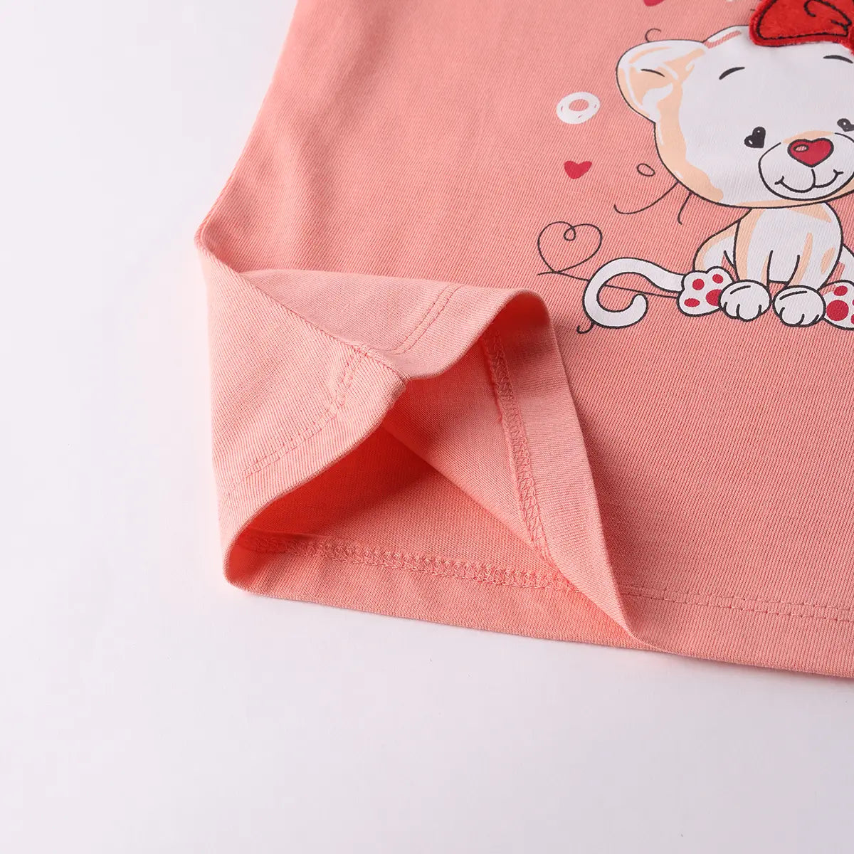 Girls Coral Animal Graphic Short Sleeves Top With Polka Dot Elasticated Shorts Sets Sets